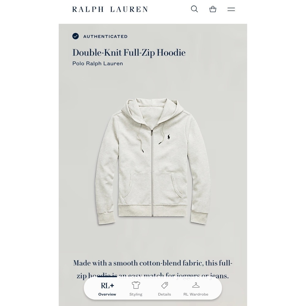 Polo Ralph Lauren Mens Double Knit Full Zip Hoodie XXL 2XL Jacket Gray - Picture 6 of 15